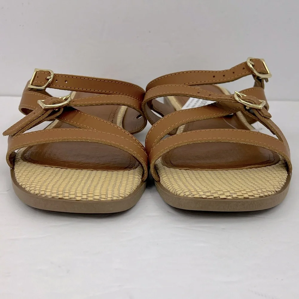 LOTTINI, VACCHETTA MULTI STRAP, BROWN LEATHER FLAT SANDALS, SIZE US 9.5 EU 41